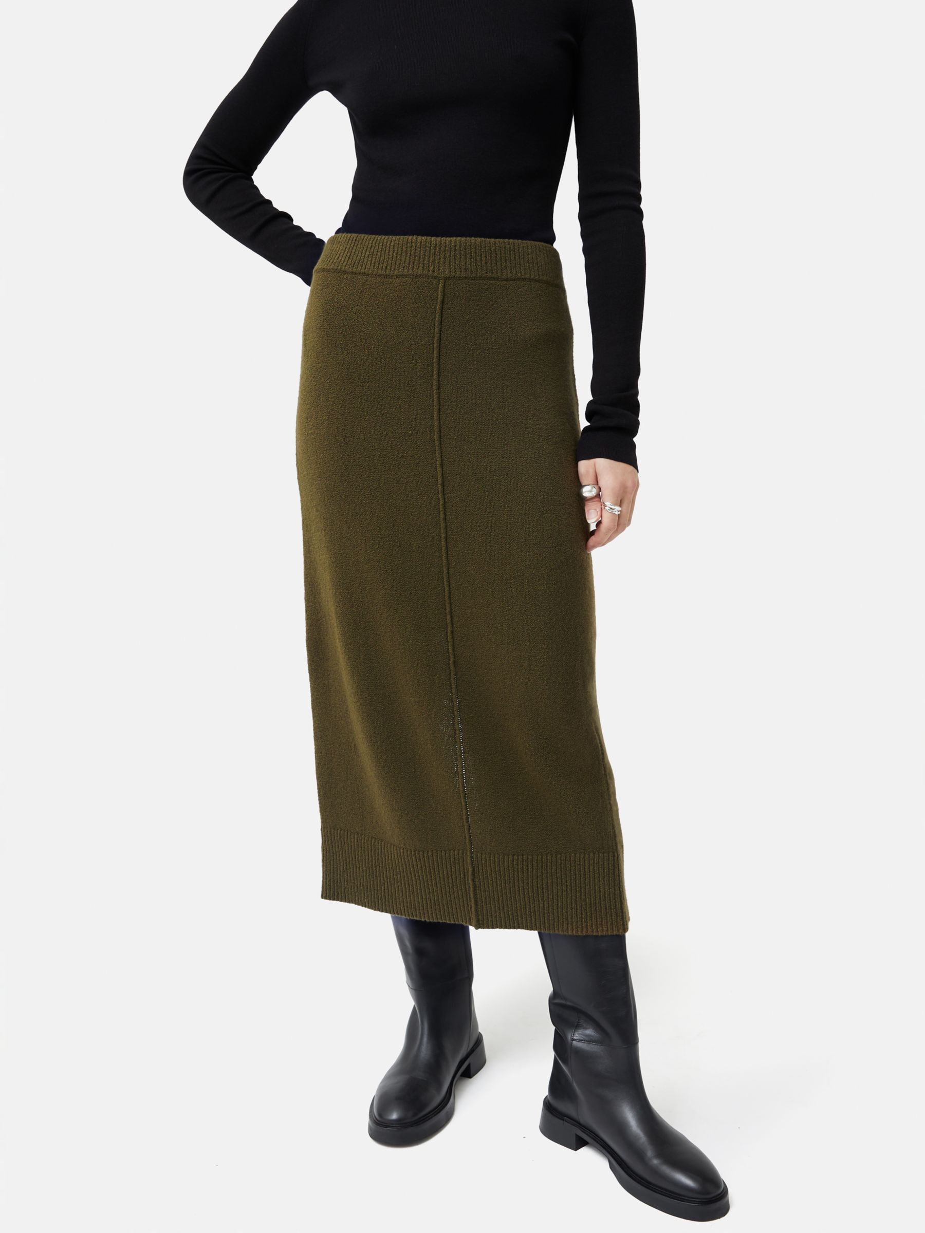 Jigsaw Knitted Pencil Skirt, Khaki, XL