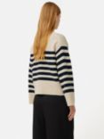 Jigsaw Mariniere Wool Cardigan, White/Navy