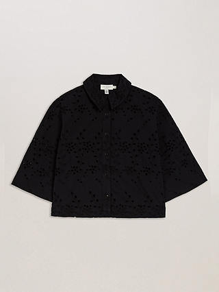 Ted Baker Kilkis Broderie Boxy Cropped Shirt, Black