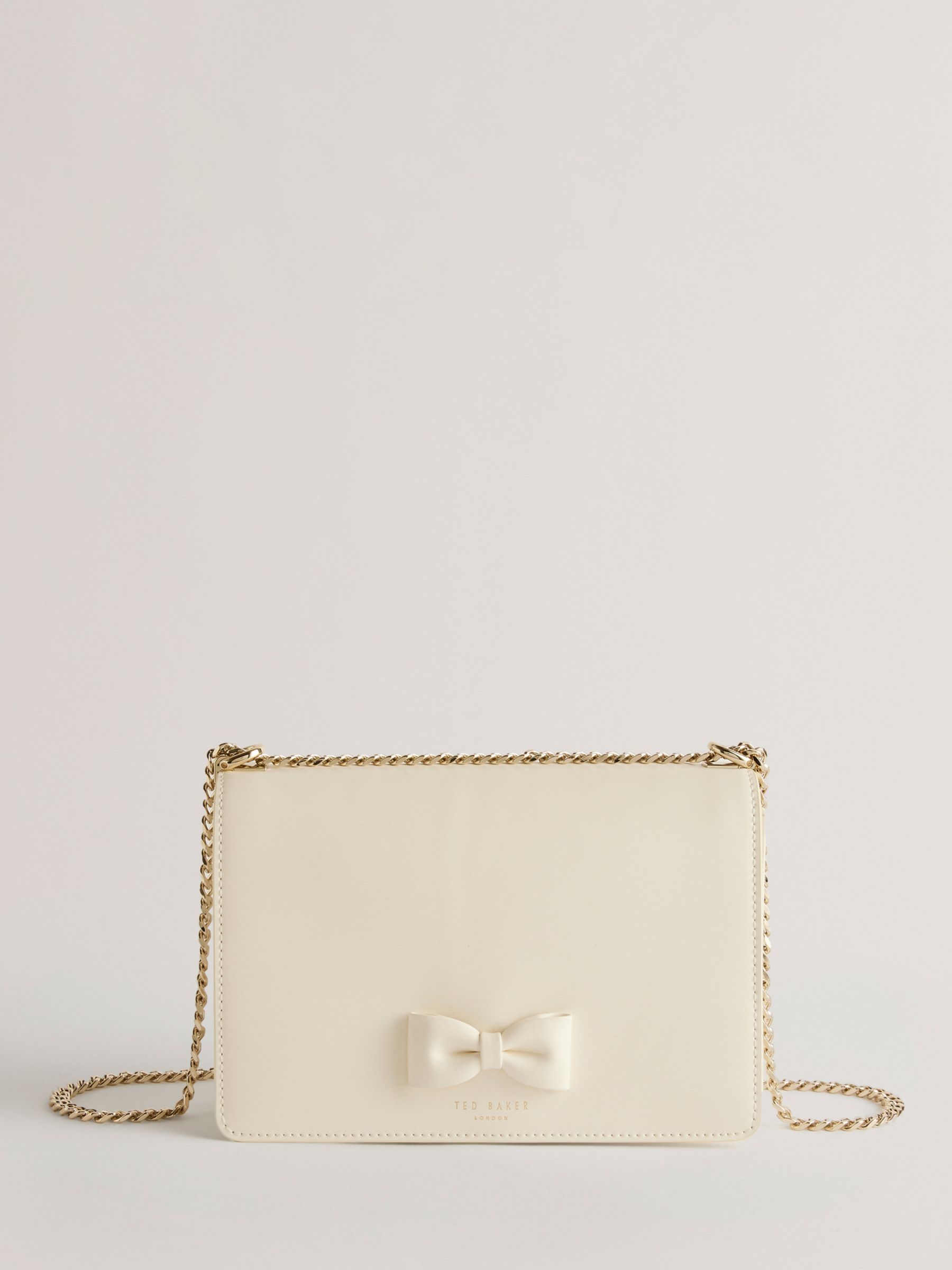 Ted Baker Baeleen Bow Detail Cross Body Leather Bag, Natural Cream, One Size
