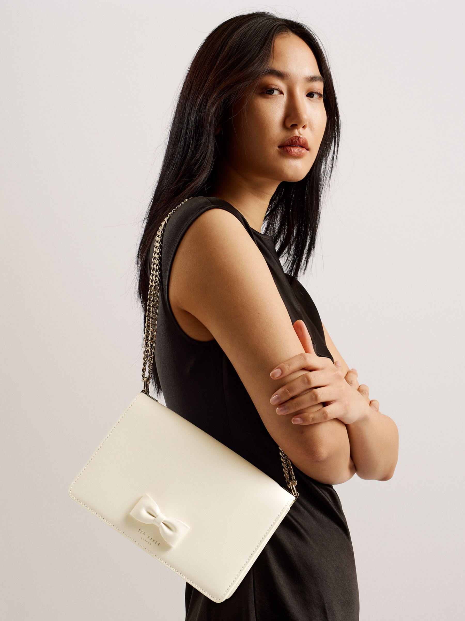 Buy Ted Baker Baeleen Bow Detail Cross Body Leather Bag, Natural Cream Online at johnlewis.com