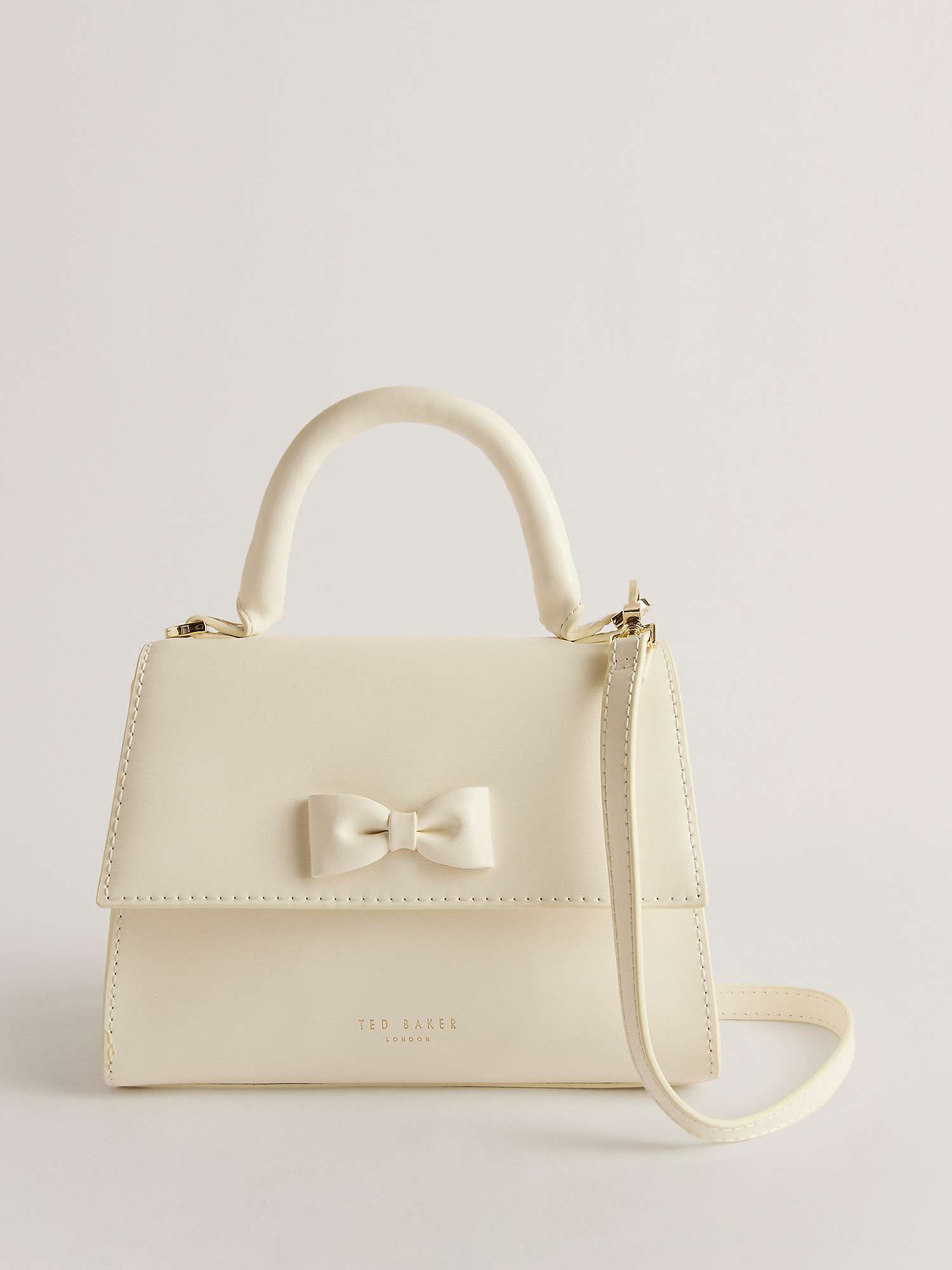 Buy Ted Baker Baelli Bow Detail Mini Top Handle Leather Bag, Natural Cream Online at johnlewis.com