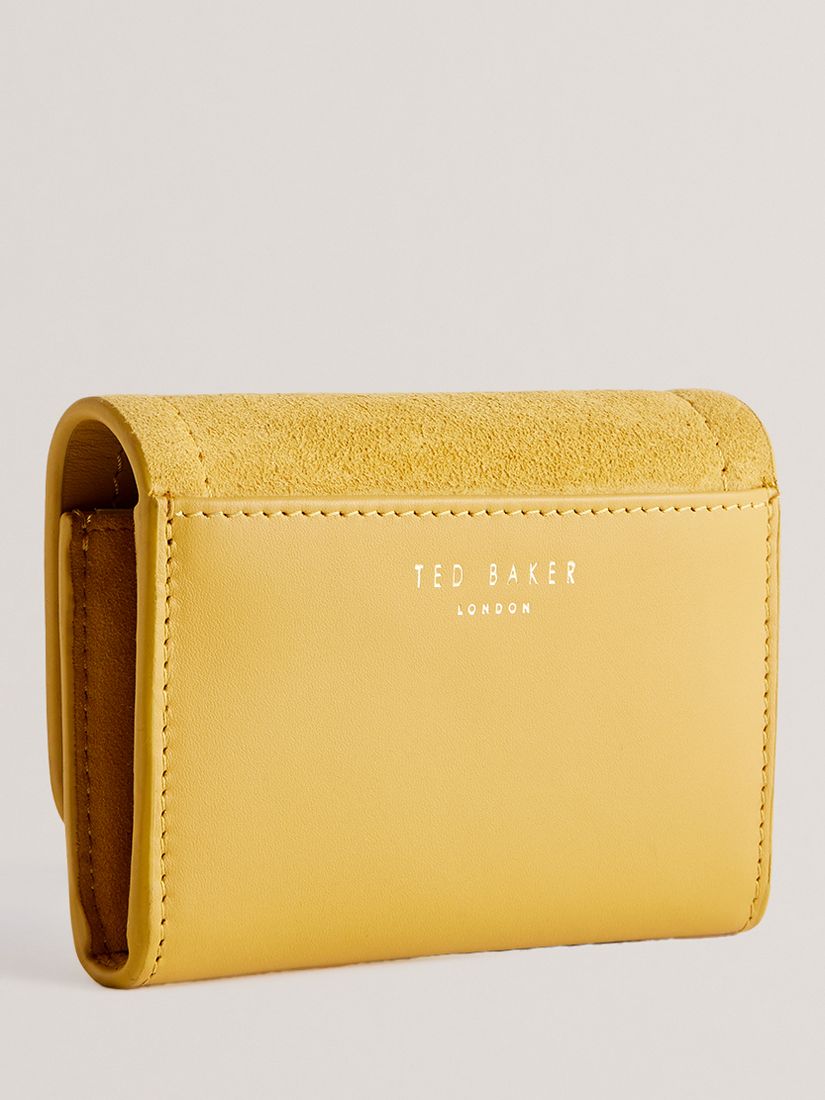 Ted Baker Imperia Lock Detail Fold Over Small Suede Purse, Dark Yellow, Stnd