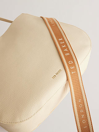 Ted Baker Darciel Branded Webbing Leather Hobo Bag, Natural Ivory