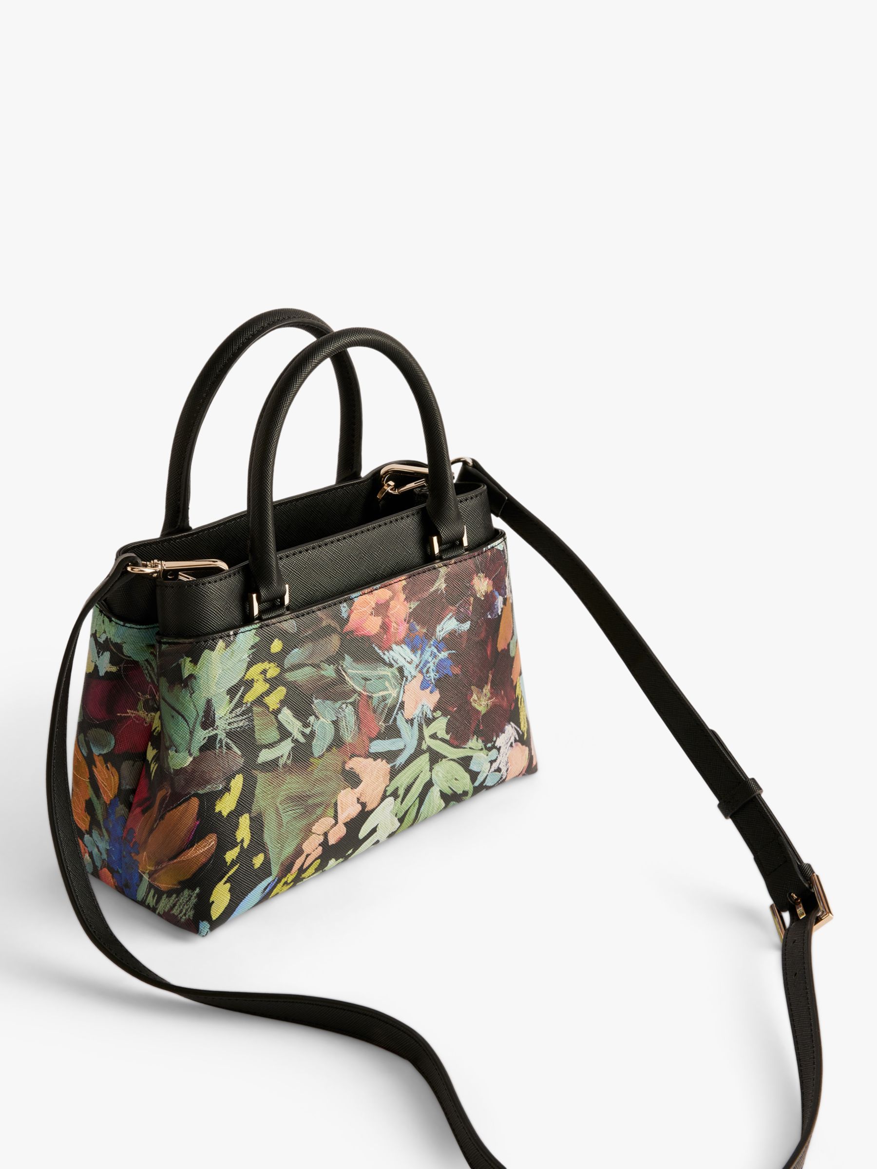 Ted Baker Beaticn Painted Meadow Mini Top Handle Bag, Black/Multi, One Size