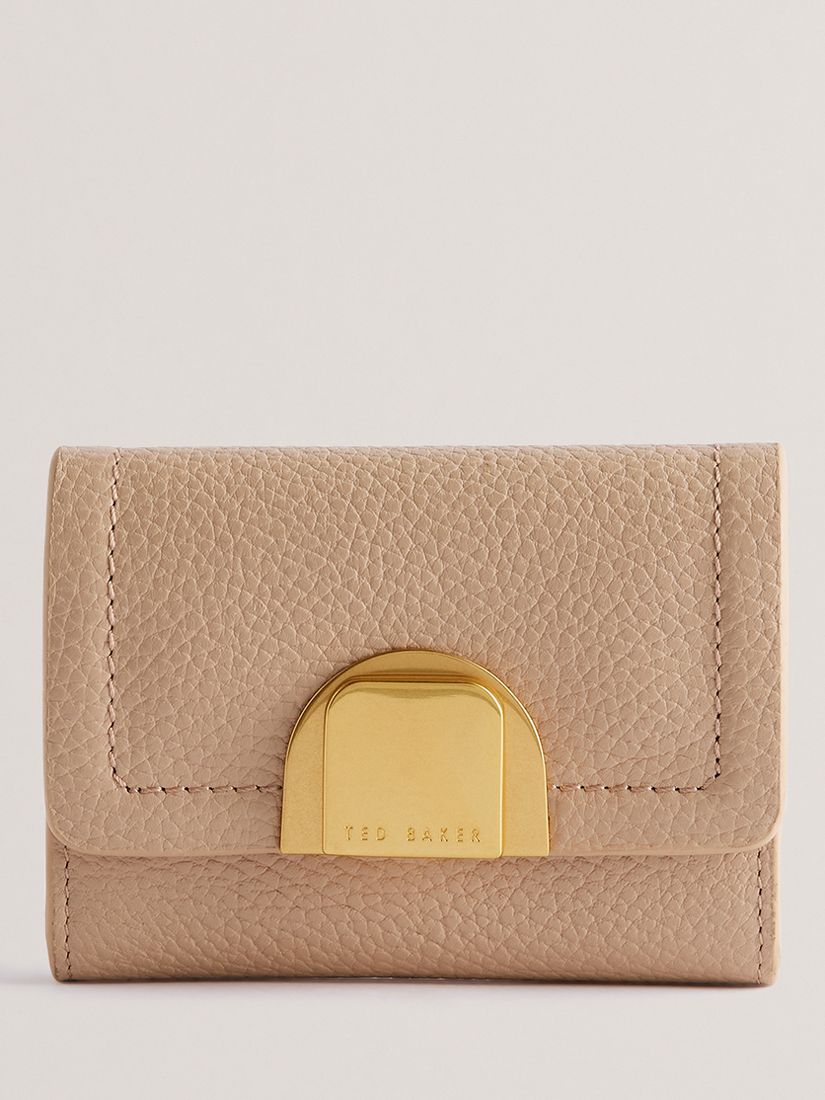 Buy Ted Baker Imperia Lock Detail Fold Over Small Leather Purse, Natural Taupe Online at johnlewis.com