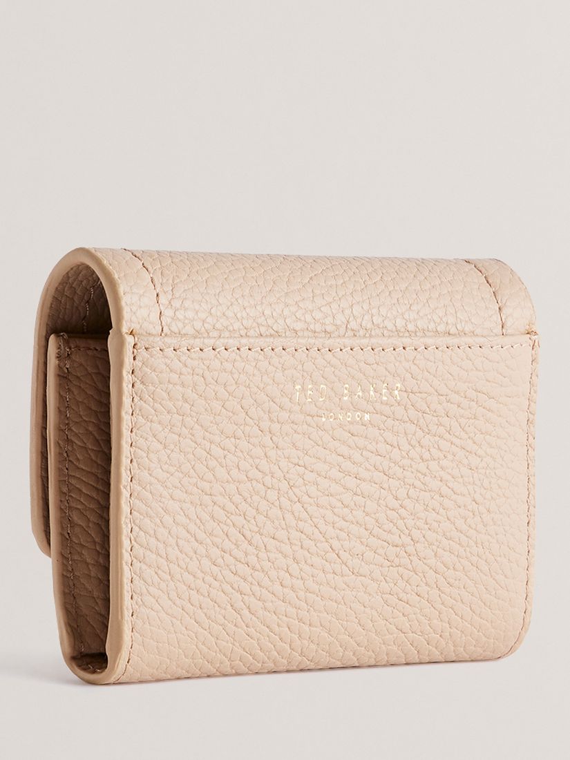 Ted Baker Imperia Lock Detail Fold Over Small Leather Purse, Natural Taupe, One Size
