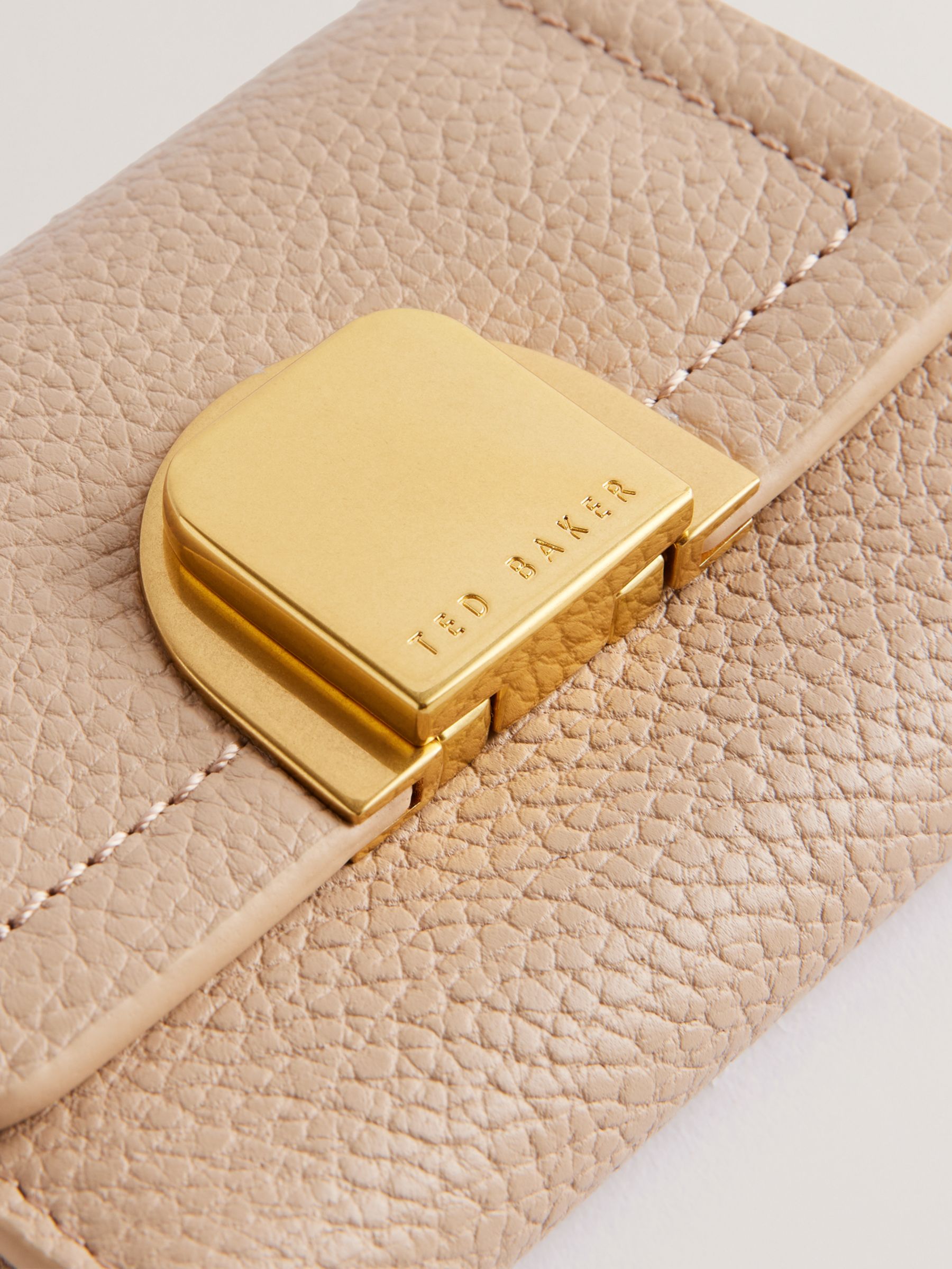 Buy Ted Baker Imperia Lock Detail Fold Over Small Leather Purse, Natural Taupe Online at johnlewis.com