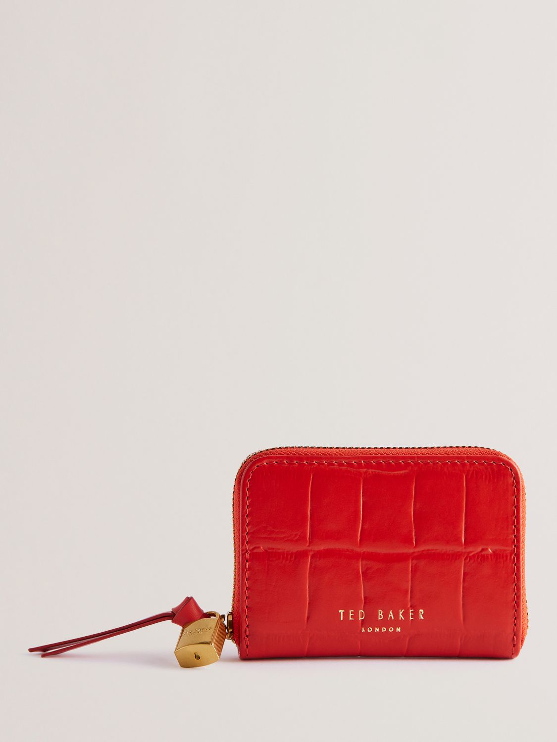 Ted Baker Wesmin Small Croc Effect Leather Purse, Red, One Size