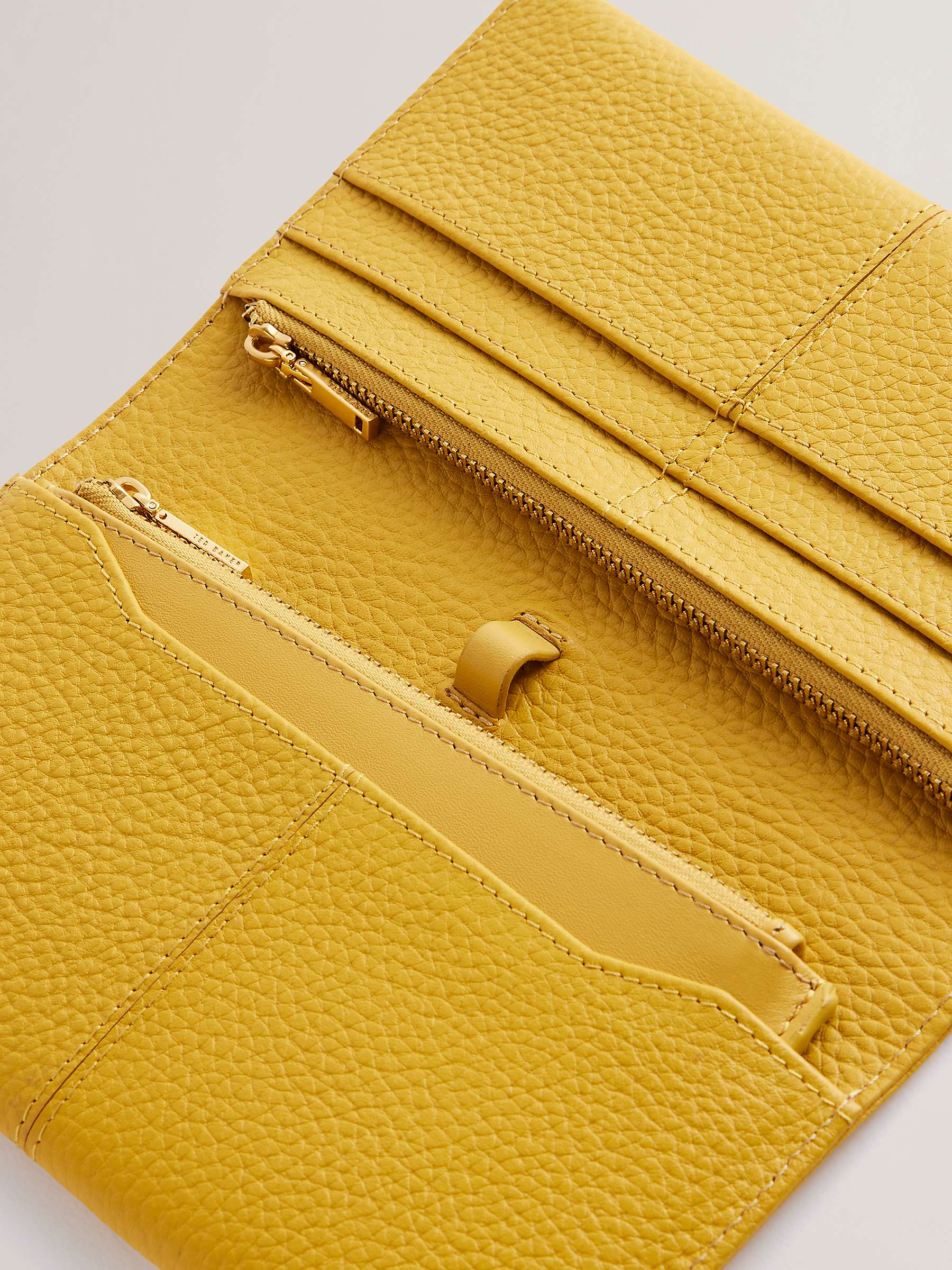 Buy Ted Baker Nishi Soft Grainy Leather Fold Purse, Yellow Dark Online at johnlewis.com