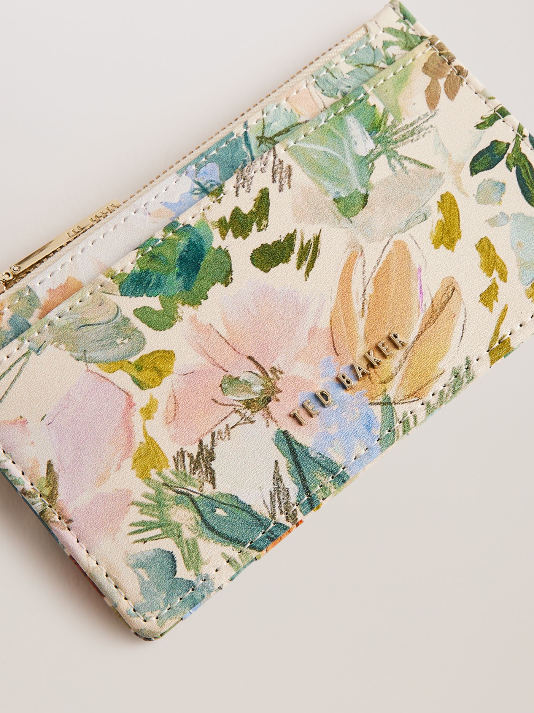 Ted Baker Medell  Painted Meadow Card Holder, Cream/Multi, One Size