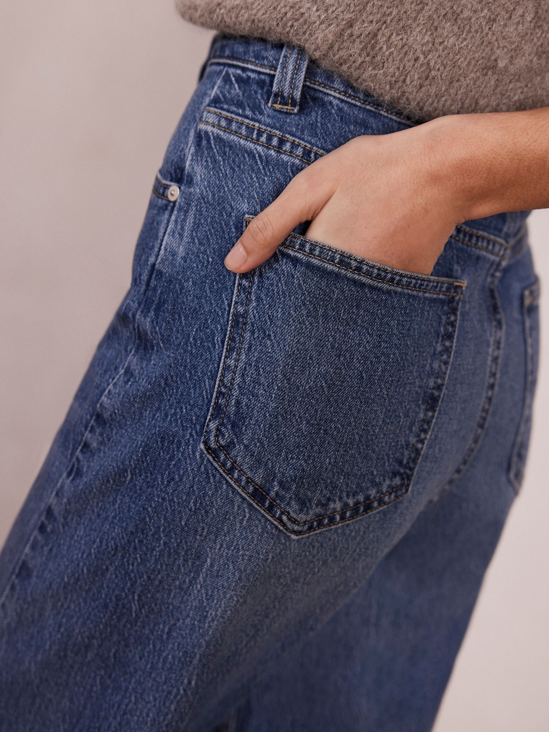 Mint Velvet Seam Detail Wide Leg Jeans, Indigo at John Lewis & Partners