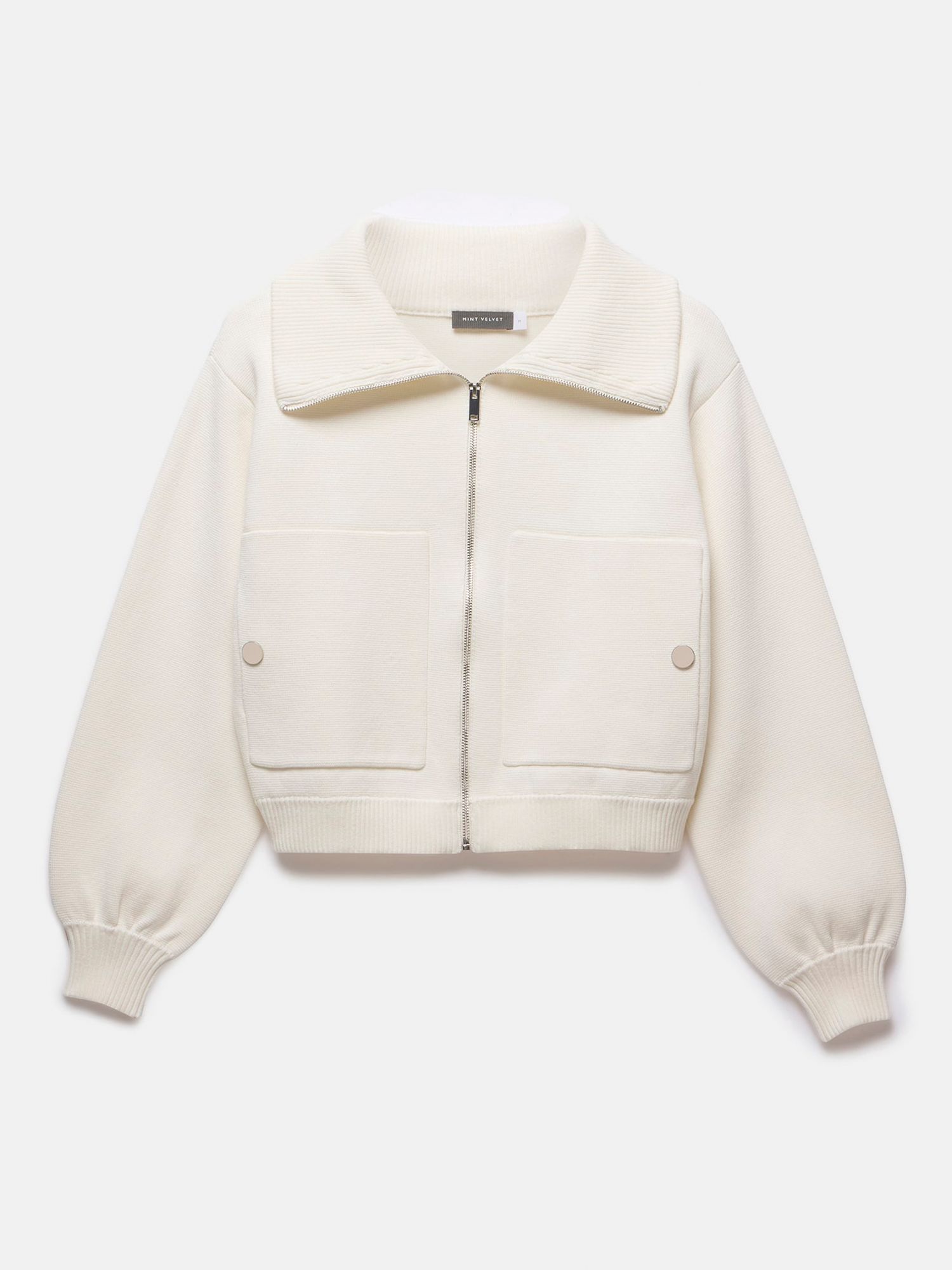 Buy Mint Velvet Cotton Bomber Jacket, White Ivory Online at johnlewis.com
