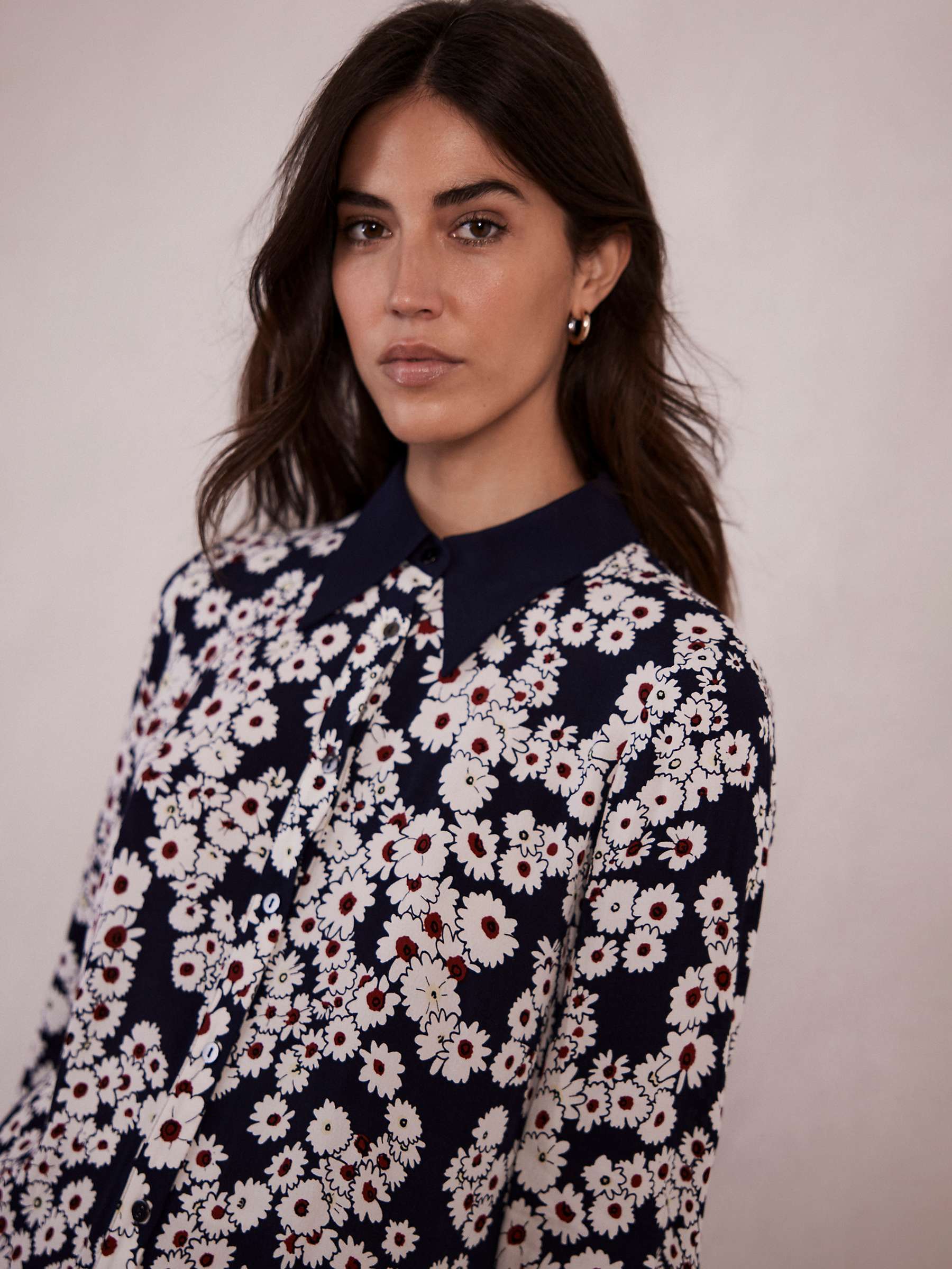 Buy Mint Velvet Floral Print Mini Shirt Dress, Navy/Multi Online at johnlewis.com