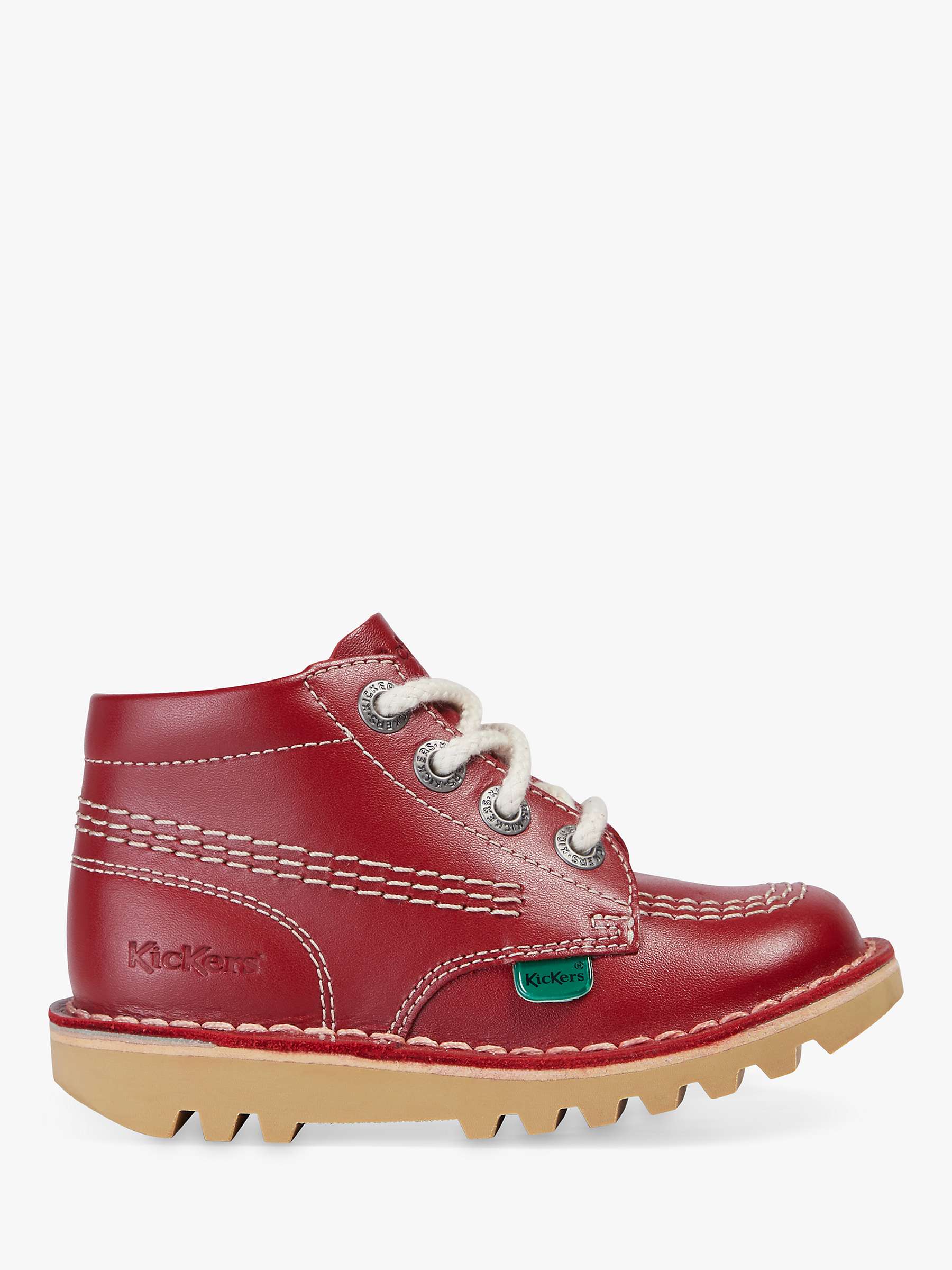 Buy Kickers Kids' Hi Zip Leather Boots, Red Online at johnlewis.com