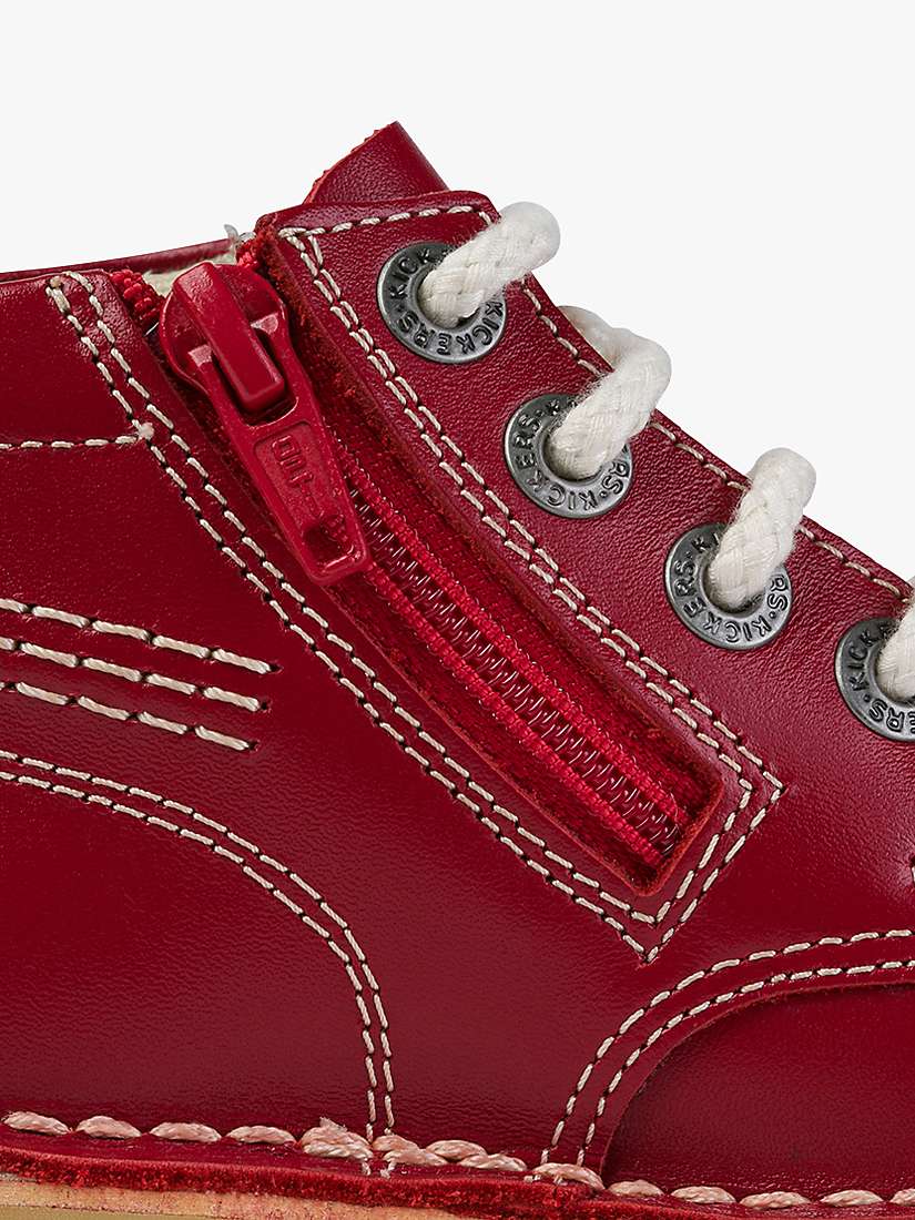 Buy Kickers Kids' Hi Zip Leather Boots, Red Online at johnlewis.com