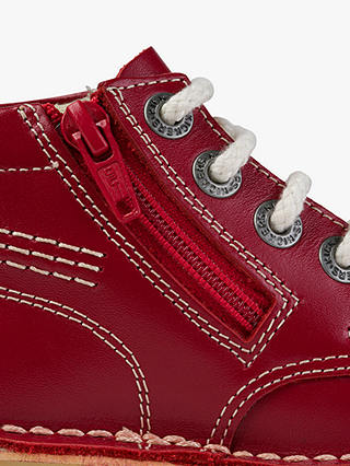 Kickers Kids' Hi Zip Leather Boots, Red