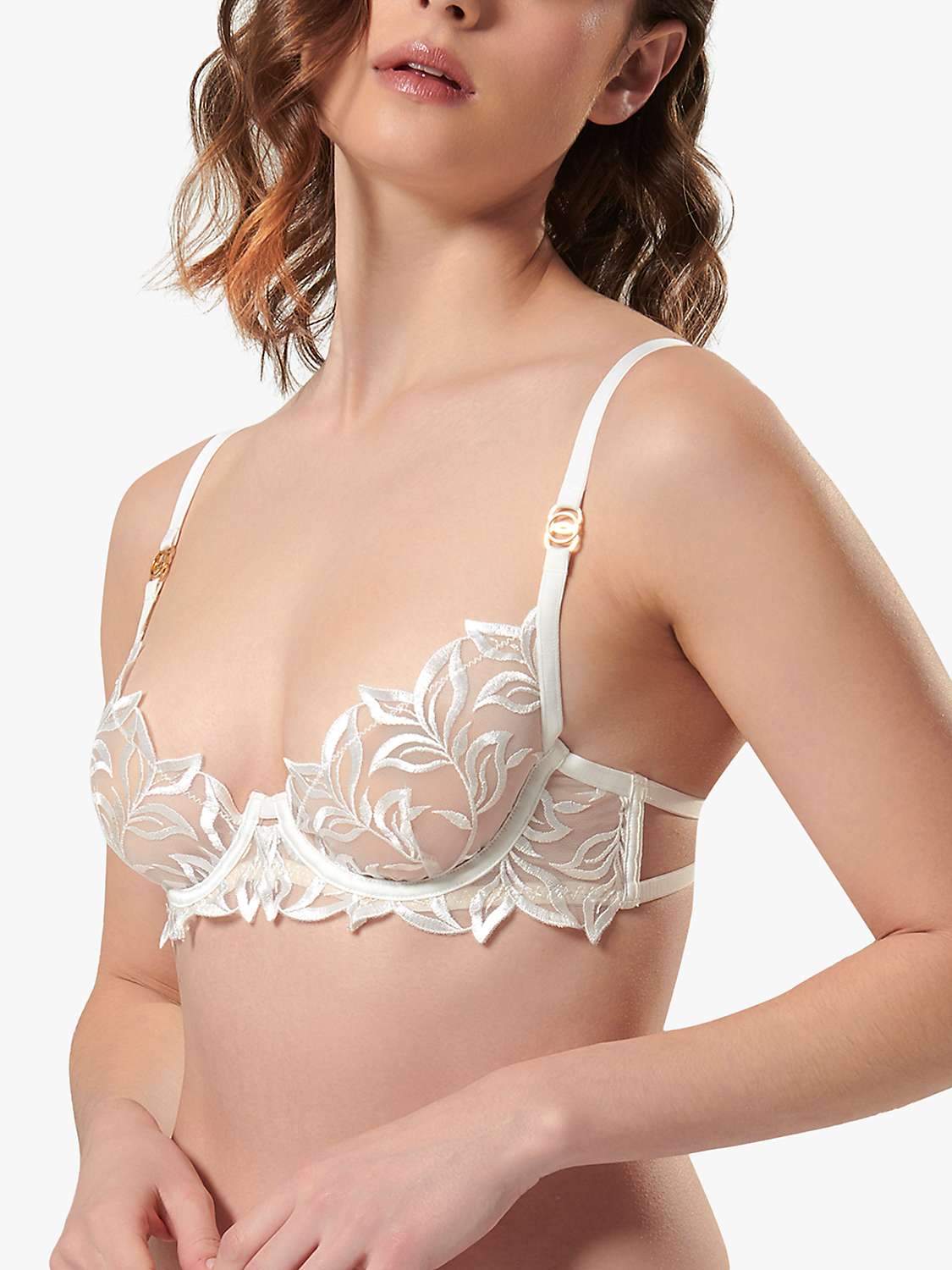 Buy Bluebella Isadora Leaf Embroidery Wired Bra, White Online at johnlewis.com