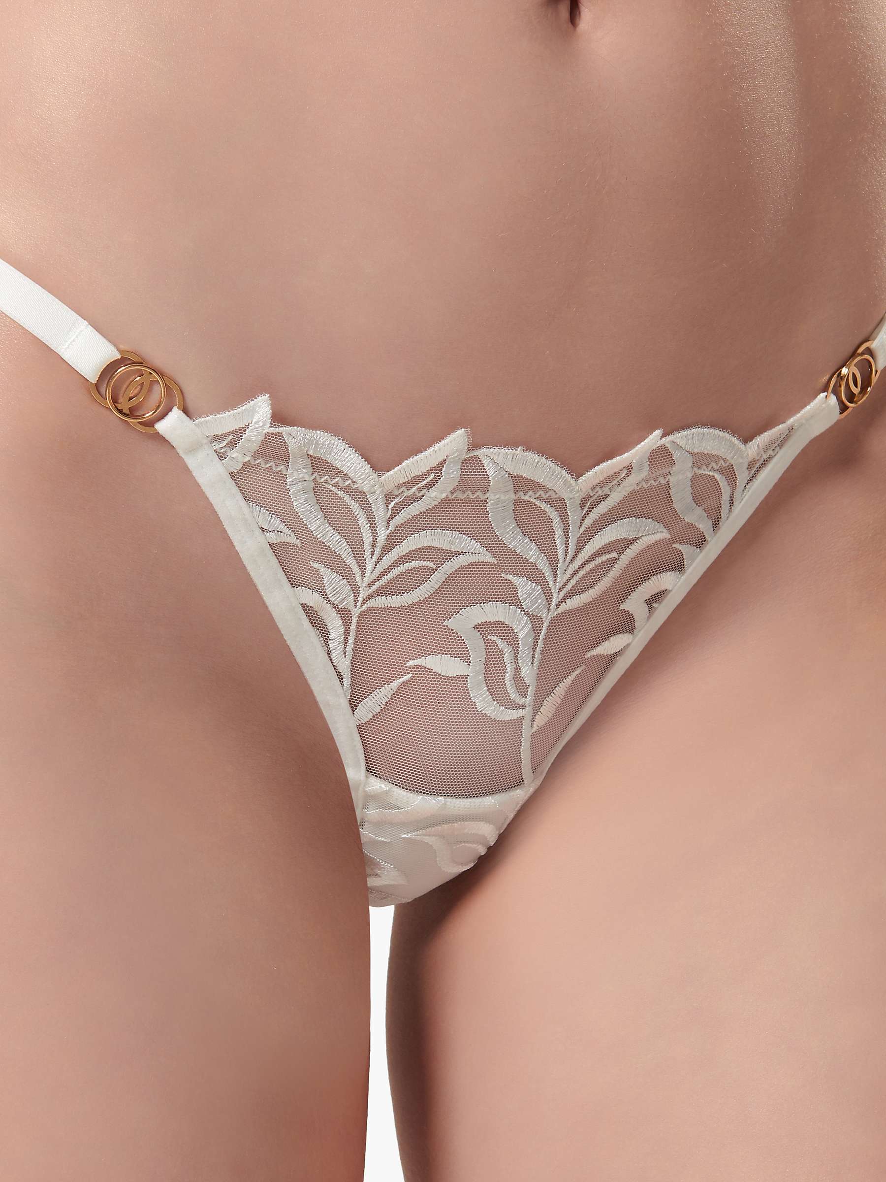 Buy Bluebella Isadora Leaf Embroidery Thong, White Online at johnlewis.com