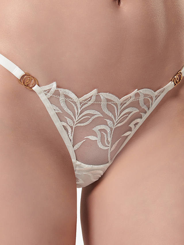 Bluebella Isadora Leaf Embroidery Thong, White