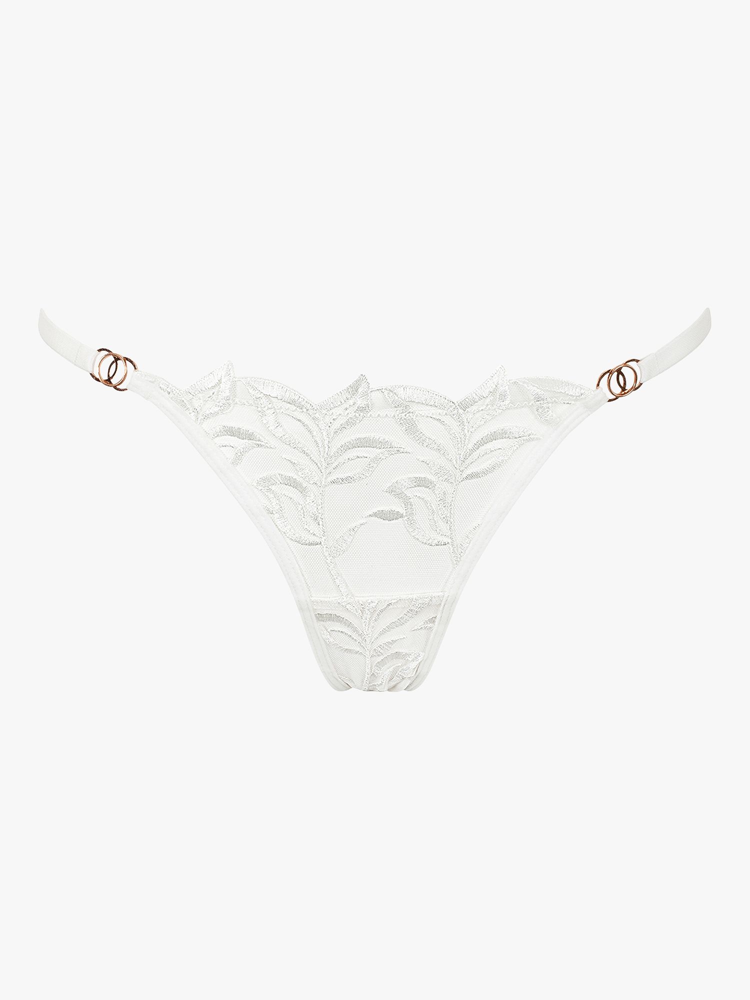 Bluebella Isadora Leaf Embroidery Thong, White, 8