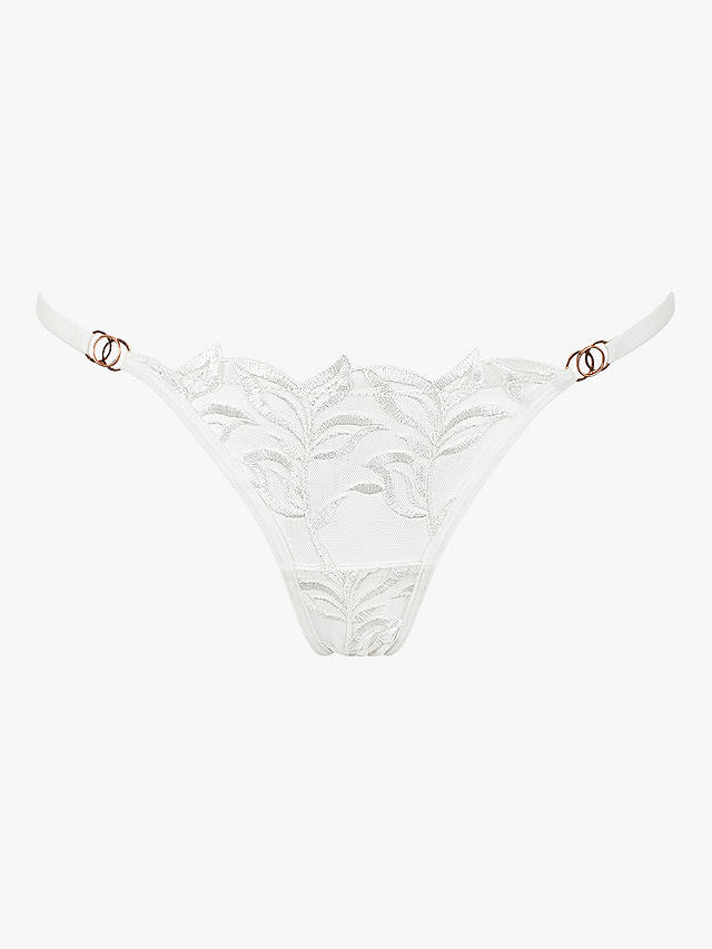 Bluebella Isadora Leaf Embroidery Thong, White