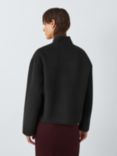 John Lewis Wool Blend Crop Tie Front Wrap Jacket, Black