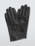 John Lewis Fleece Lined Women's Leather Gloves, Grey