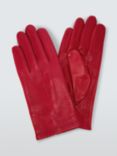 John Lewis Fleece Lined Women's Leather Gloves, Bright Red