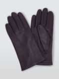 John Lewis Cashmere Lined Women's Leather Gloves, Aubergine