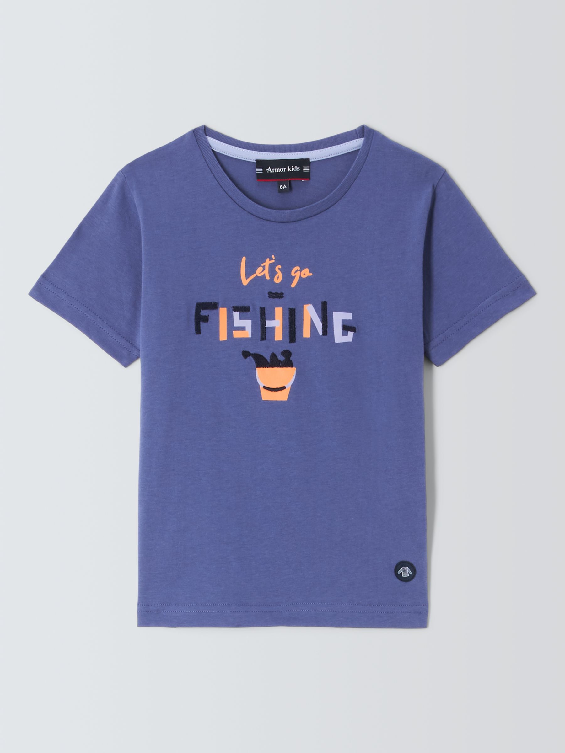 Armor Lux Kids' Let's Go Fishing Graphic T-Shirt, Blue at John Lewis &  Partners