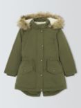 John Lewis Kids' Faux Fur Hood Parka, Khaki Green