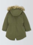 John Lewis Kids' Faux Fur Hood Parka, Khaki Green