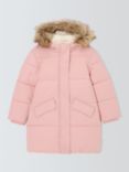 John Lewis Kids' Padded Longline Coat, Light Pink