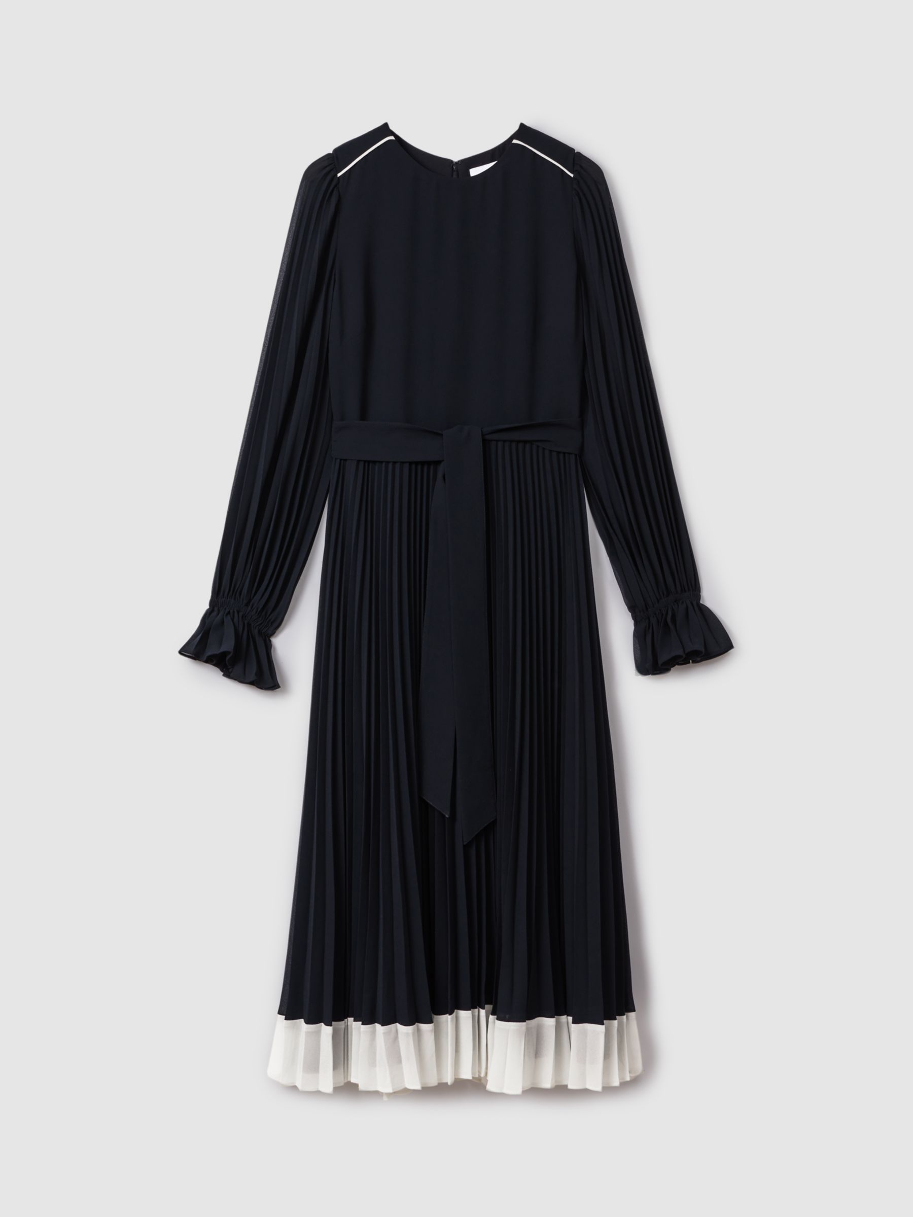 Buy Reiss Priya Contrast Trim Pleated Midi Dress Online at johnlewis.com