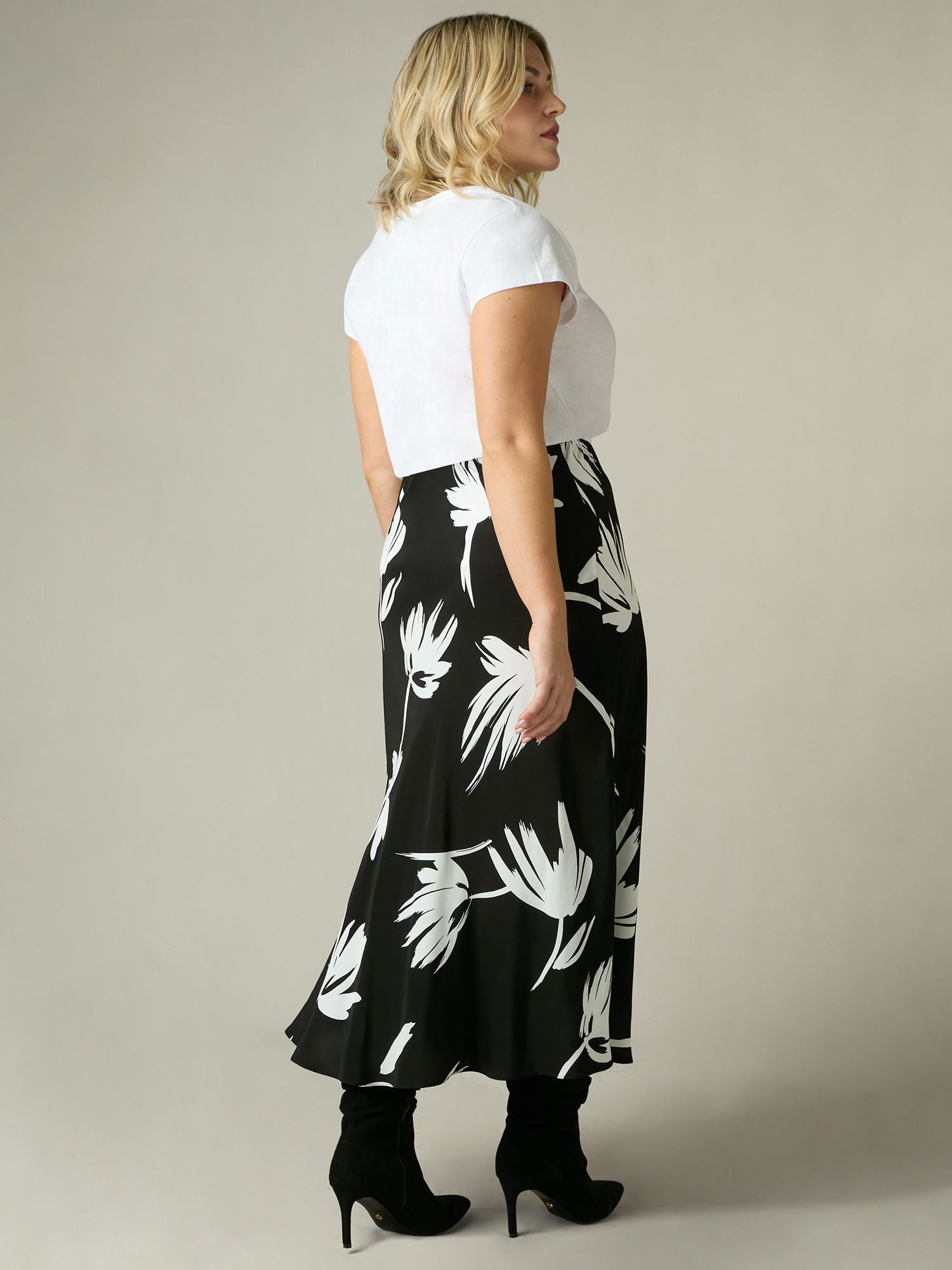 Buy Live Unlimited Curve Bias Cut Midi Skirt, Black Online at johnlewis.com