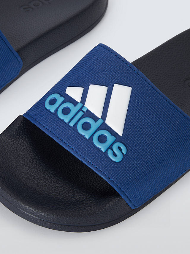 adidas Kids' Adilette Shower Logo 3 Stripes Sliders, Blue