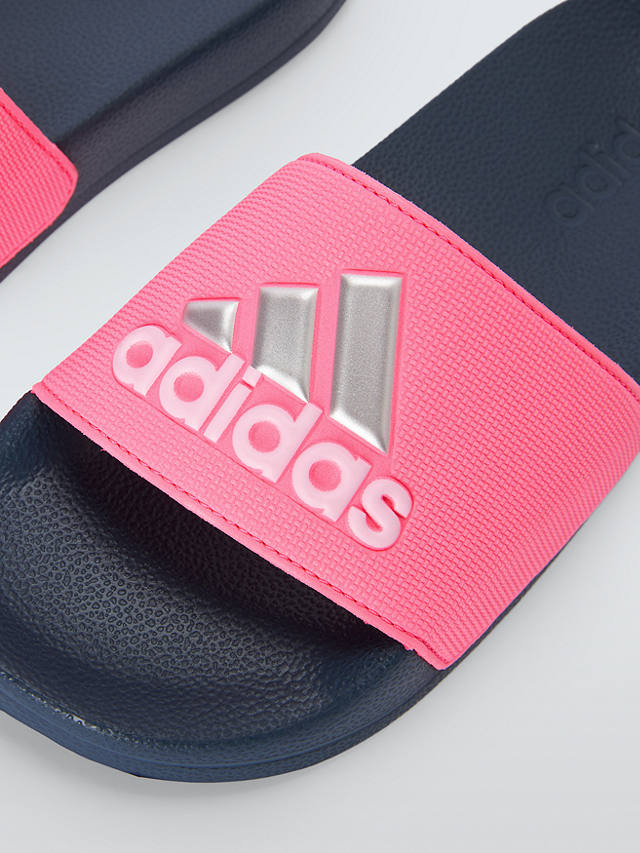 adidas Kids' Adilette Shower Logo 3 Stripes Sliders, Pink