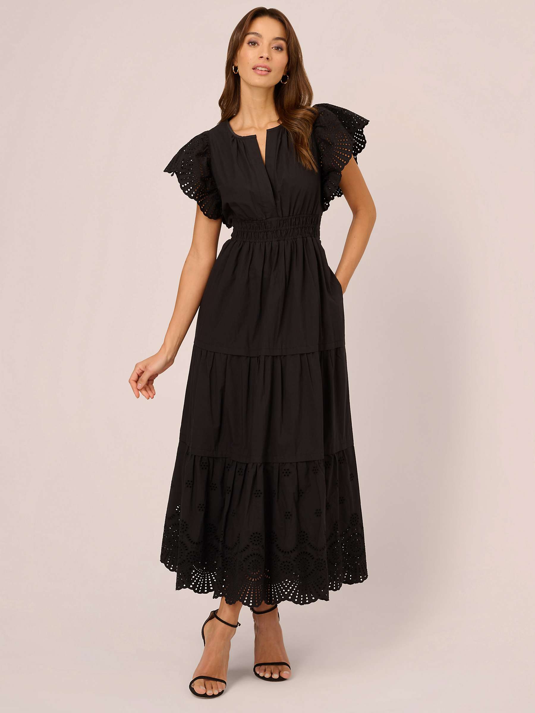 Buy Adrianna Papell Eyelet Trim Dress, Black Online at johnlewis.com