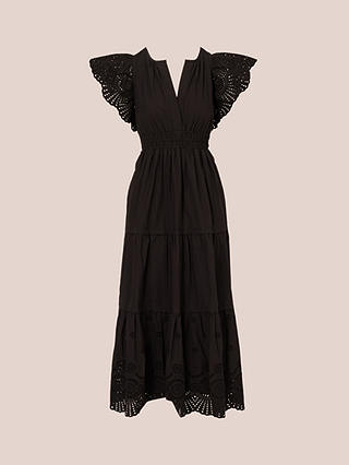 Adrianna Papell Eyelet Trim Dress, Black