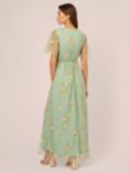 Adrianna Papell Embroidered Flutter Sleeve Maxi Dress, Sage/Multi