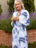 Cyberjammies Selena Leaf Print Long Dressing Gown, Blue/Multi