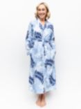 Cyberjammies Selena Leaf Print Long Dressing Gown, Blue/Multi