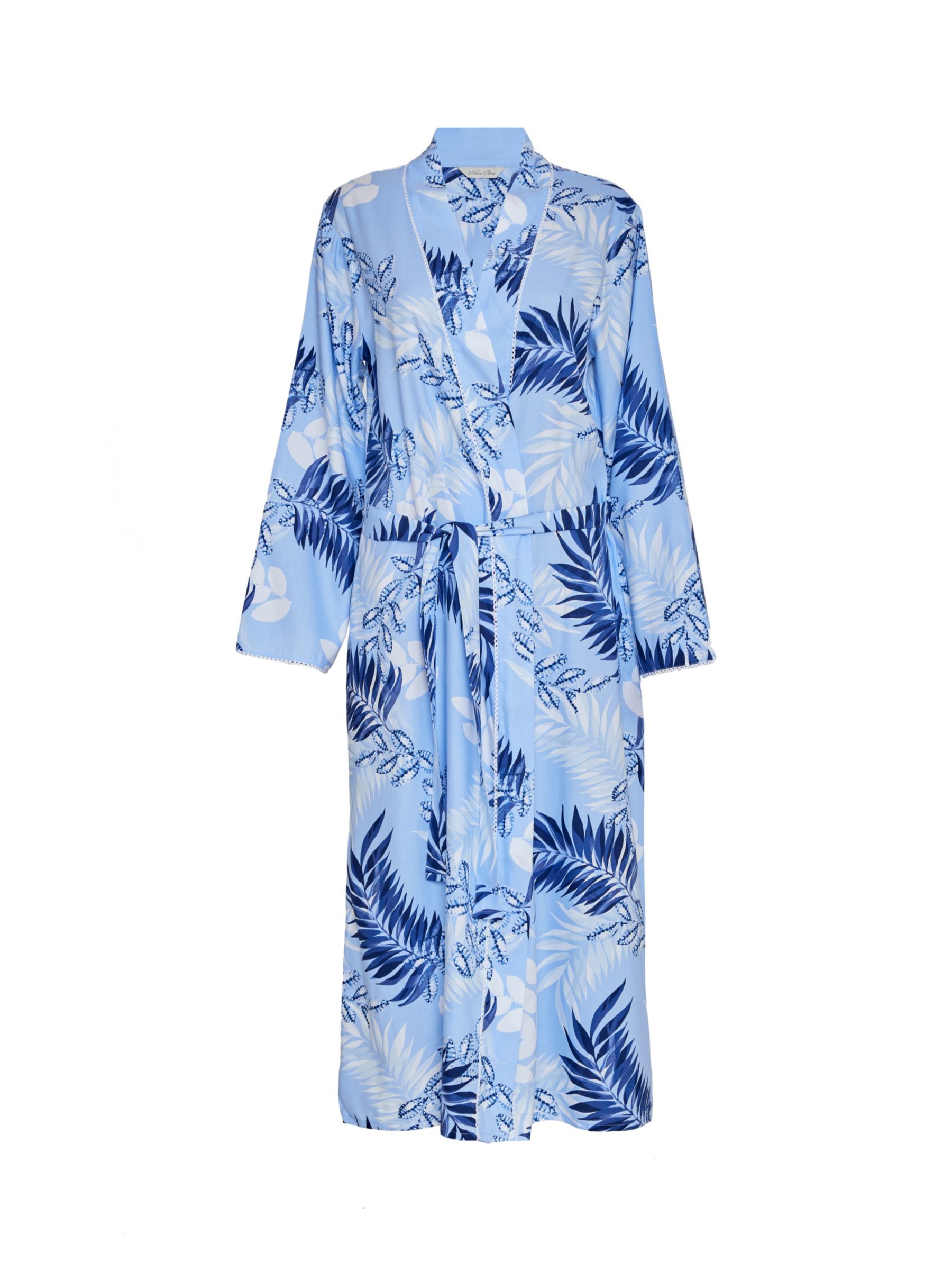 Cyberjammies Selena Leaf Print Long Dressing Gown, Blue/Multi, 28