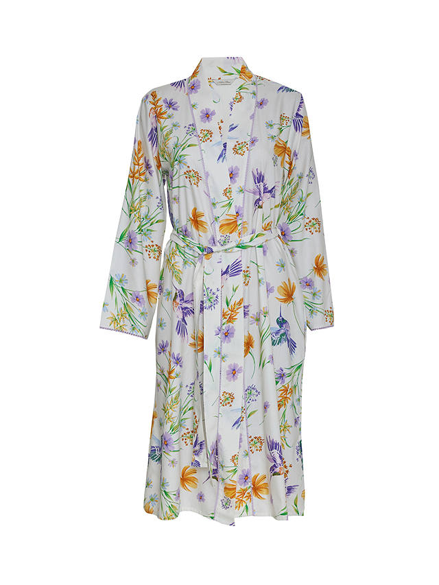 Cyberjammies Lorelei Hummingbird Print Short Dressing Gown, Cream/Multi