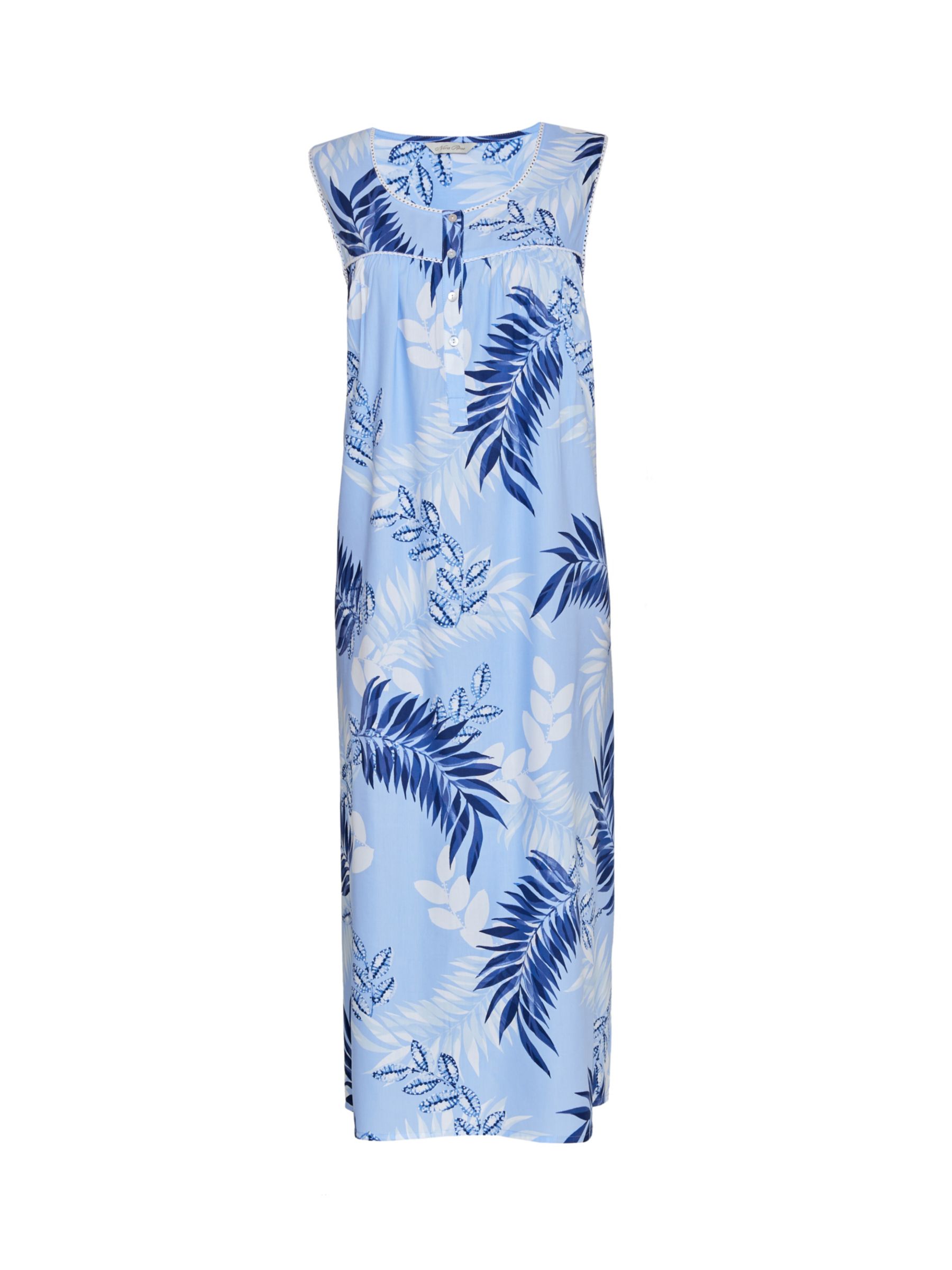 Buy Cyberjammies Selena Leaf Print Long Nightdress, Blue/Multi Online at johnlewis.com