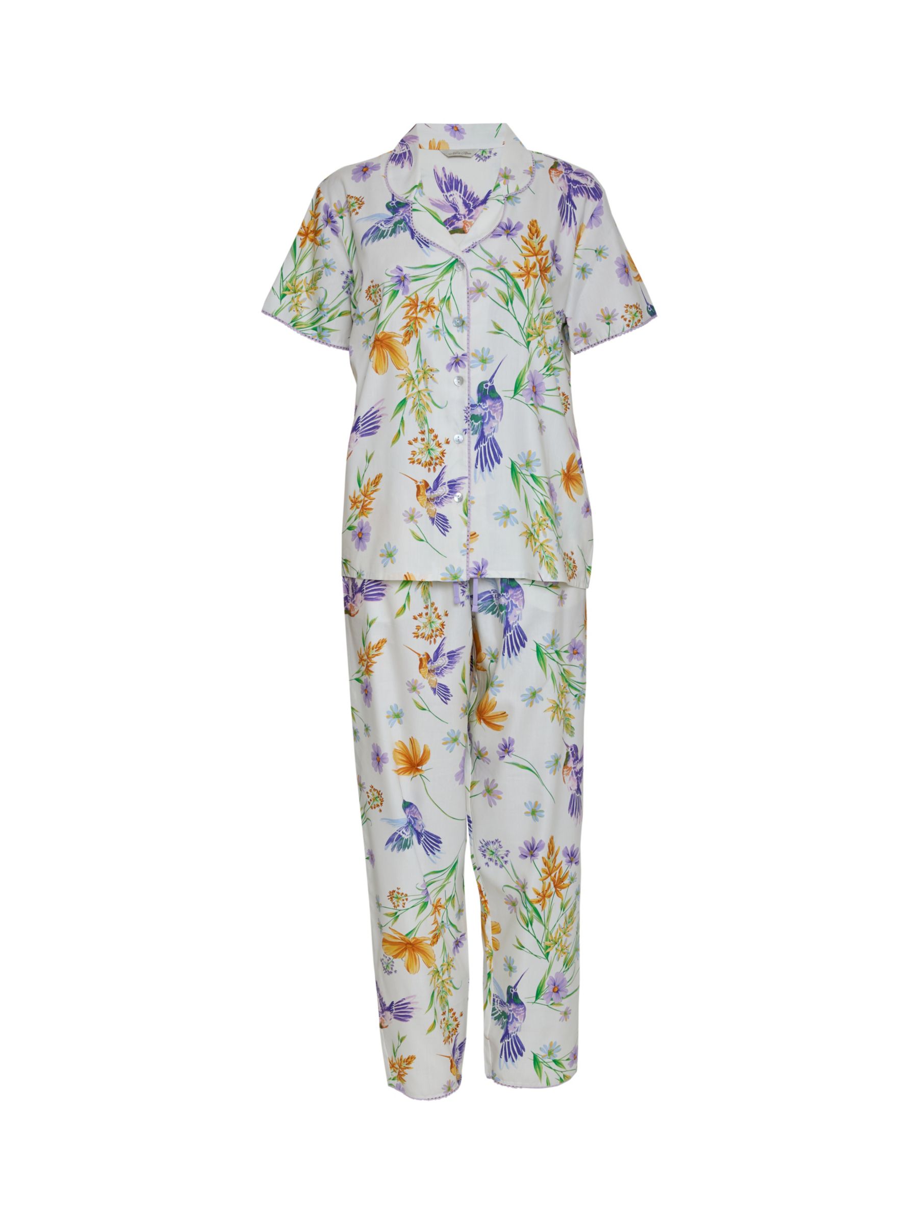 Cyberjammies Lorelei Hummingbird Print Pyjama Set, Cream/Multi at John ...