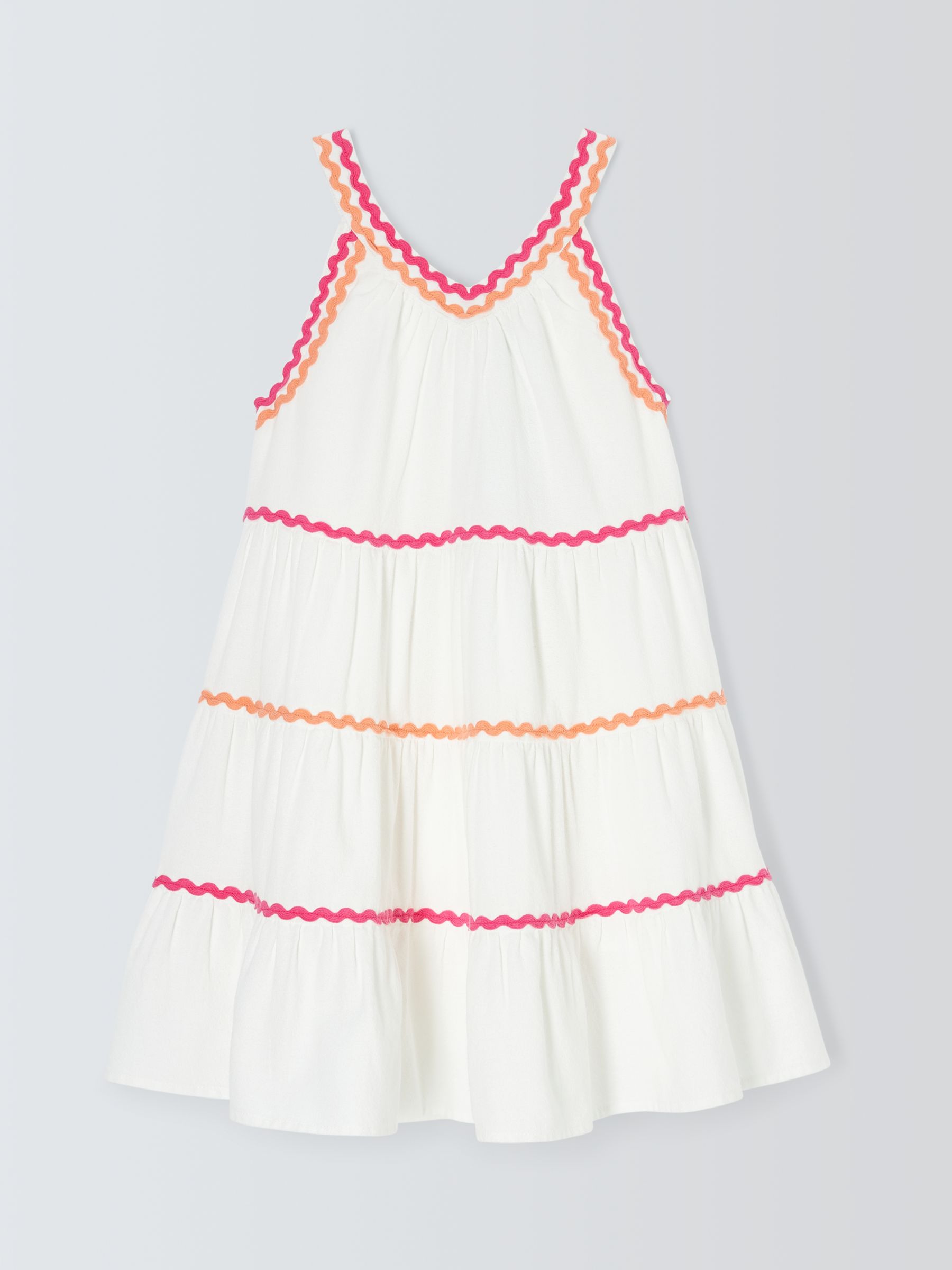 John Lewis Kids' Ric Rac Embroidered Dress, White, 4 years