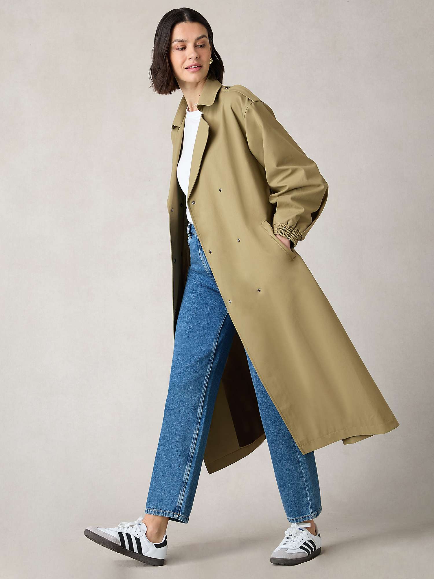 Buy Ro&Zo Petite Belted Trench Coat, Green Online at johnlewis.com
