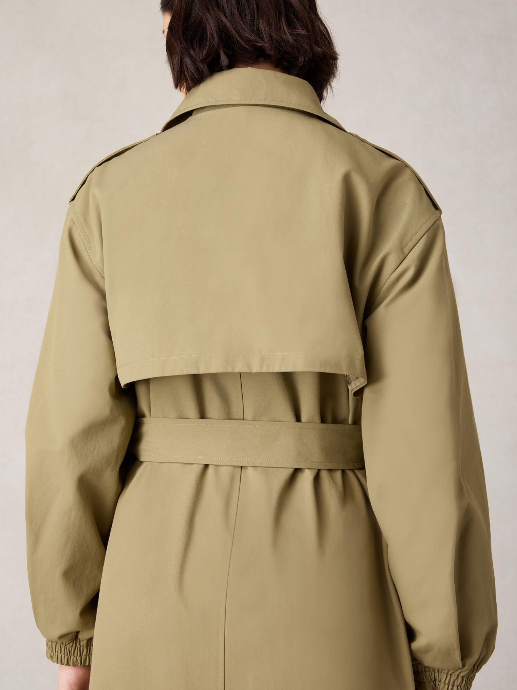Buy Ro&Zo Petite Belted Trench Coat, Green Online at johnlewis.com